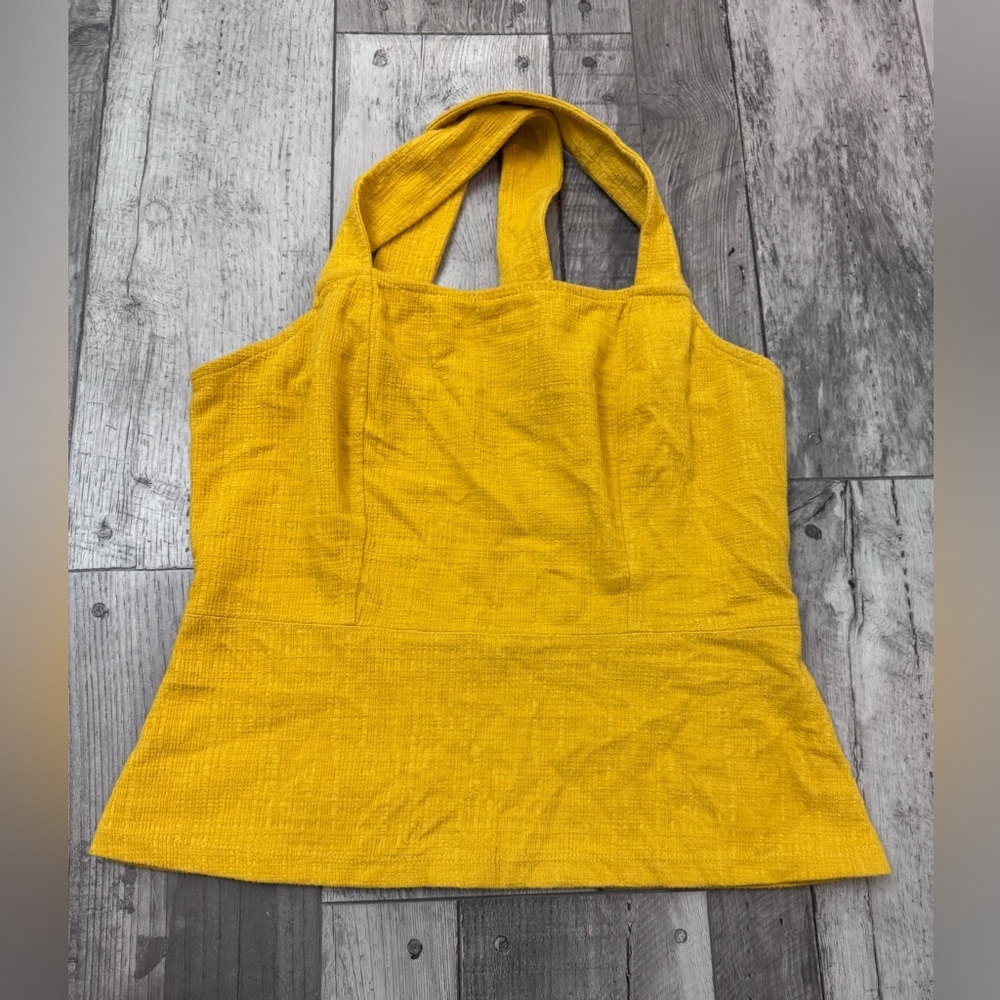 Current Air Anthropologie Mustard Yellow Crop Textured Tank Top Small